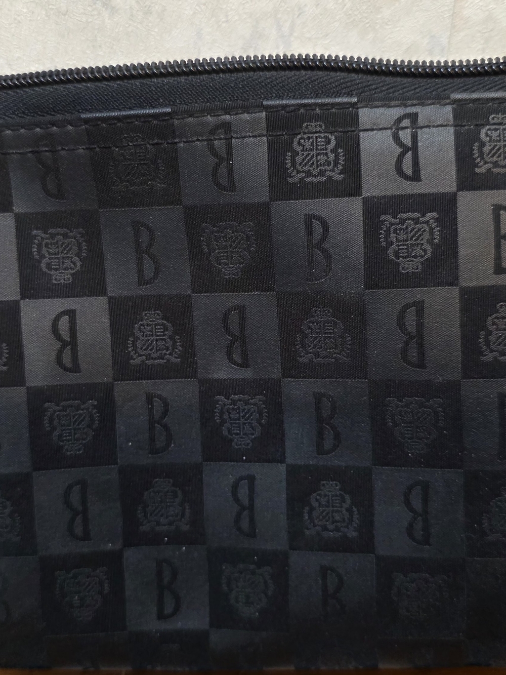 Black Borghese Monogram Check Cosmetic Pouch